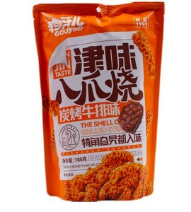 狗牙儿津味八爪烧碳烤牛排味188gX30